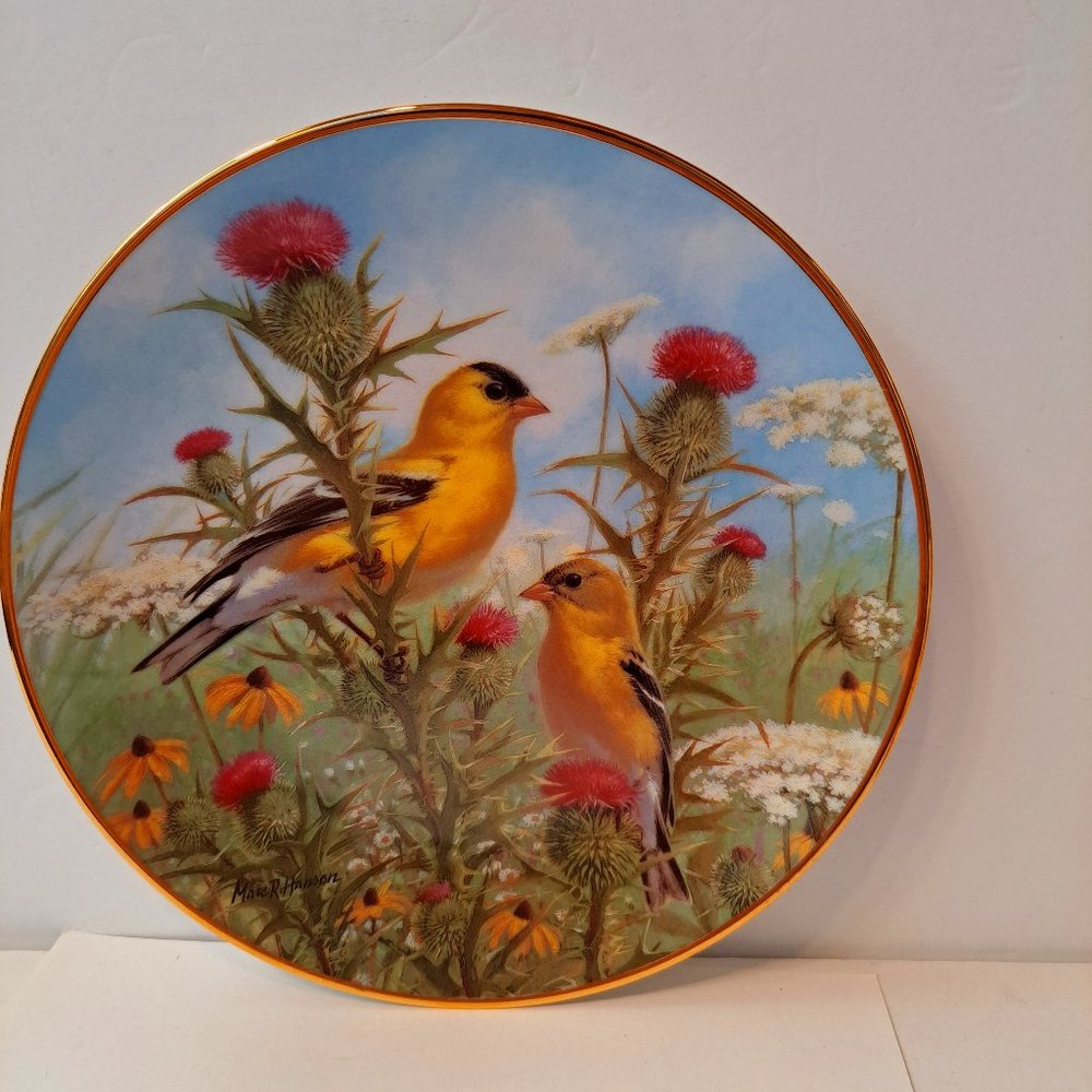 The Hamilton Collection Wild Wings Plate Golden Glories 8.25" Birds